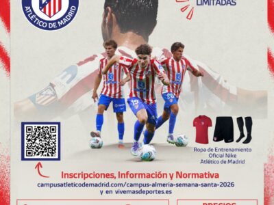 Cartel Campus Atlético de Madrid en Almería. Semana Santa 2026